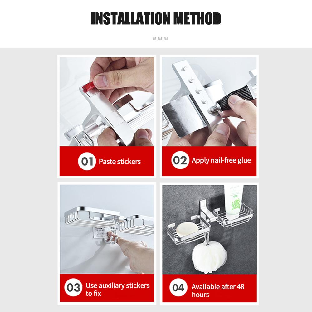 Giá đỡ đĩa xà phòng 2 tầng treo tường bằng kim loại chống rỉ cao cấp