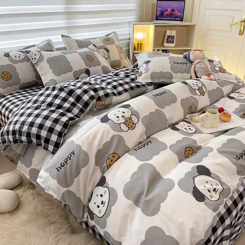 Bộ chăn ga gối cotton poly QUY BEDDING phong cách Hàn Quốc.