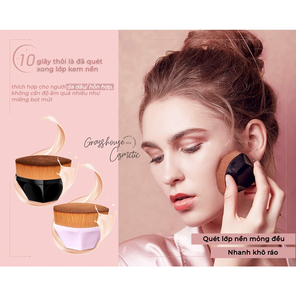 Cọ Chuyên Đánh Kem Nền không tì vết Lông Mềm Cầm Tay Có Hộp Đựng Đầu Phẳng Hình Lục Giác Dùng Tán Kem Nền / Phấn Má/ BB