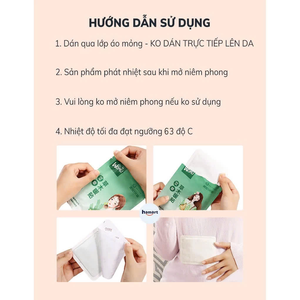 COMBO 3 Miếng Dán Đau Bụng Dán Chườm Ấm Bụng Giữ Nhiệt Cơ Thể 3 Vị Thảo Dược Thiên Nhiên Chườm Nóng Văn Phòng