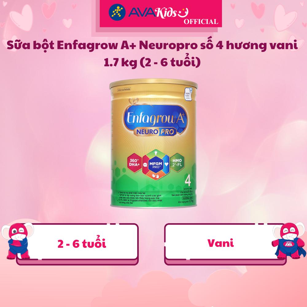Sữa bột Enfagrow A+ Neuropro số 4 hương vani 1.7 kg (2 - 6 tuổi) - Hàng Chính Hãng