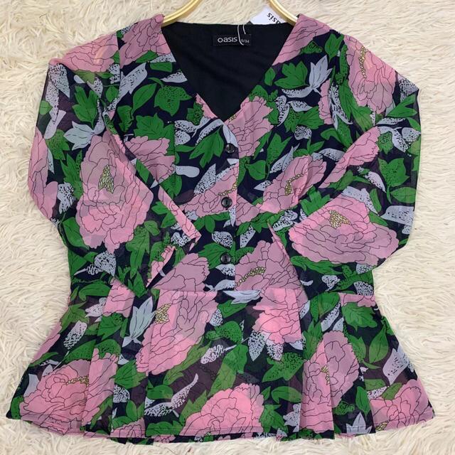 Áo sơ mi hoa peplum cổ V phối cúc