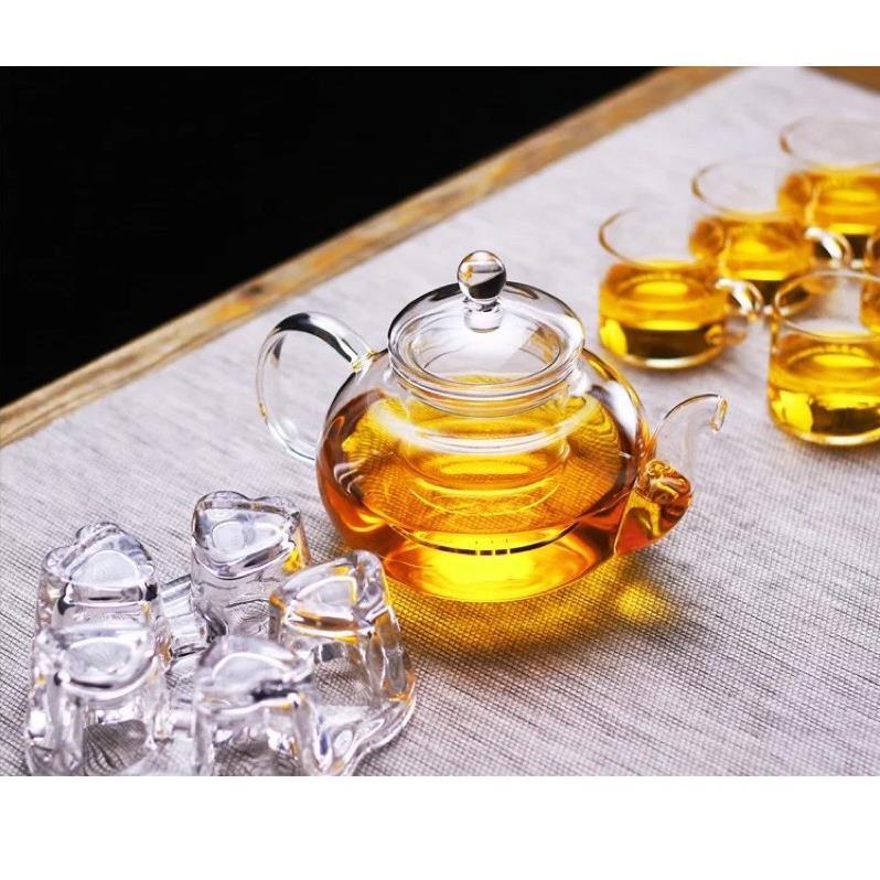 Combo ấm trà lọc 600ml và đế nến tim thuỷ tinh