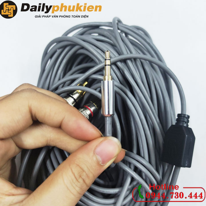 Dây loa 3.5mm sang 2 đầu AV dài 30m