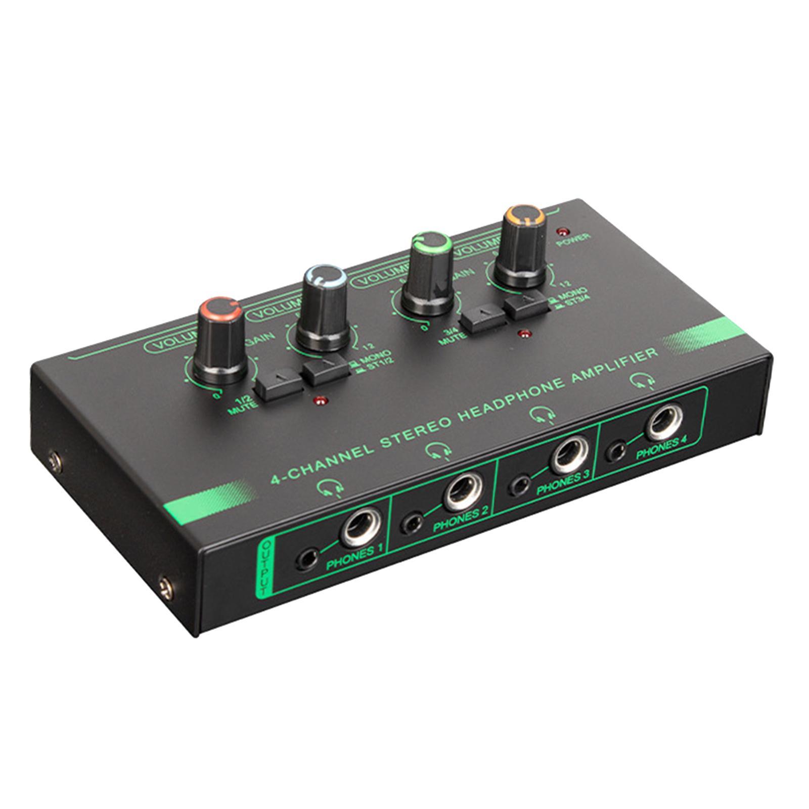 4 Channels Headphone Power Amplifier Multi Channel Headphone Splitter 5V 8 Headphone Jacks Metal Stereo Audio Amplifier for Mixer