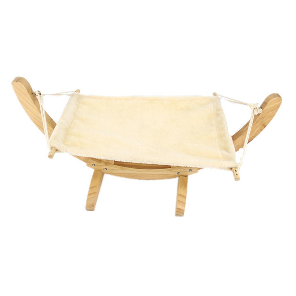 Hammock for Cat/Rat/Guinea Pig/Ferret Hanging Bed Toy House Wood Frame-Beige