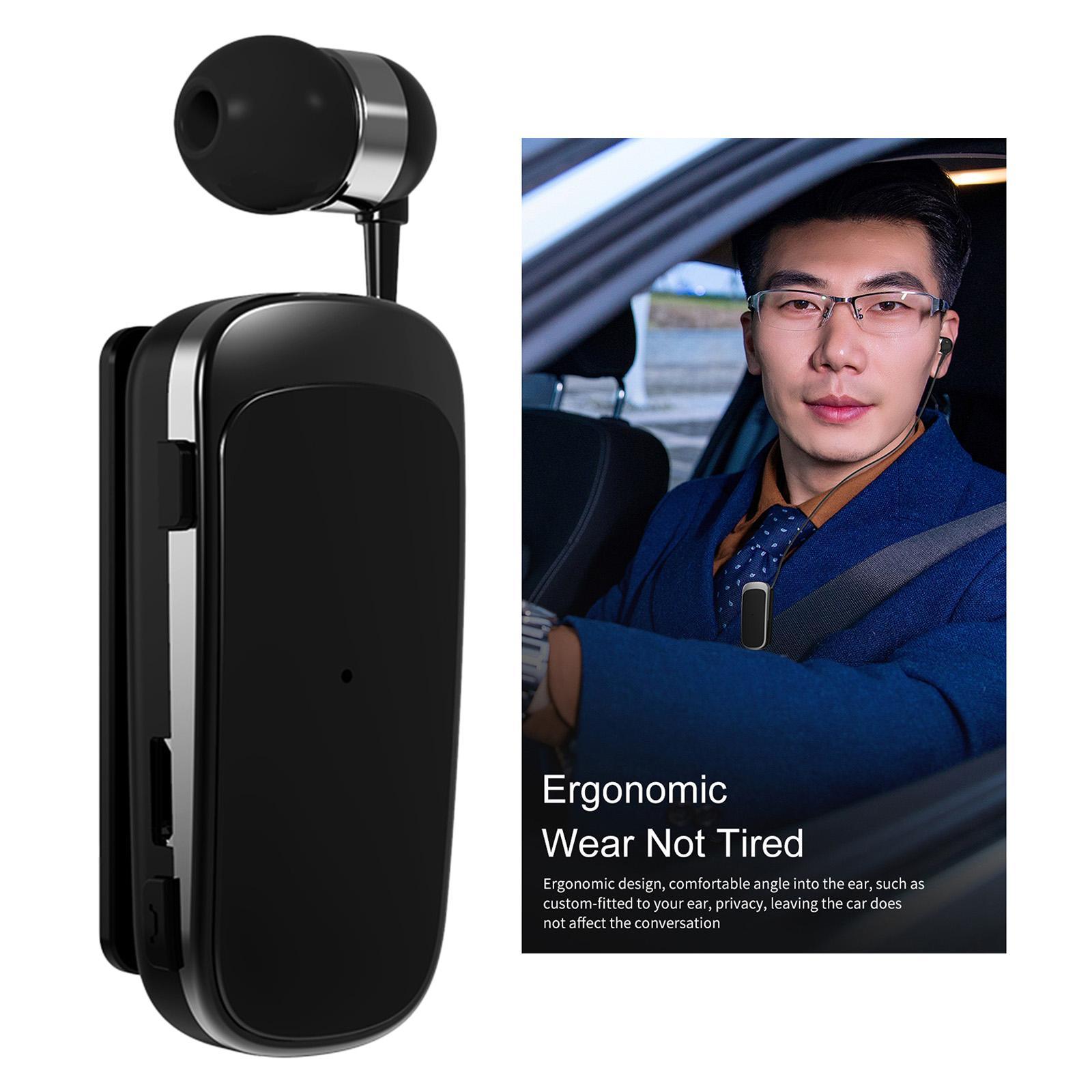 2xFineBlue K52 Retractable Wireless Bluetooth Headset Business Earphone Clip Black with box