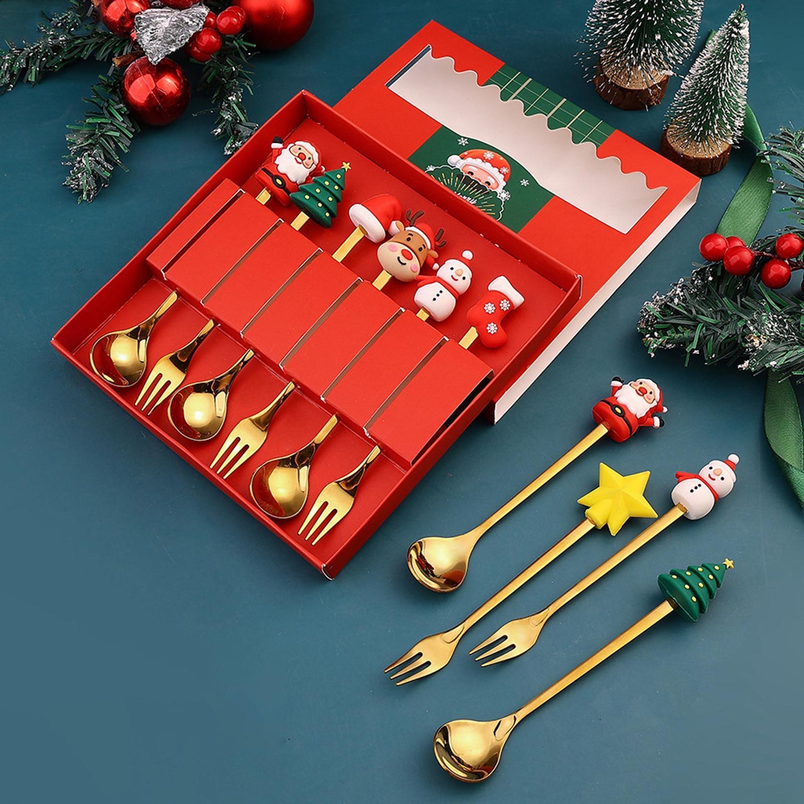 4Pcs Reusable Coffee Stirring Spoon ,Tea Spoons ,decorations Soup Dessert Spoon ,Christmas Coffee Spoon, for Restaurant Gift Daily Use