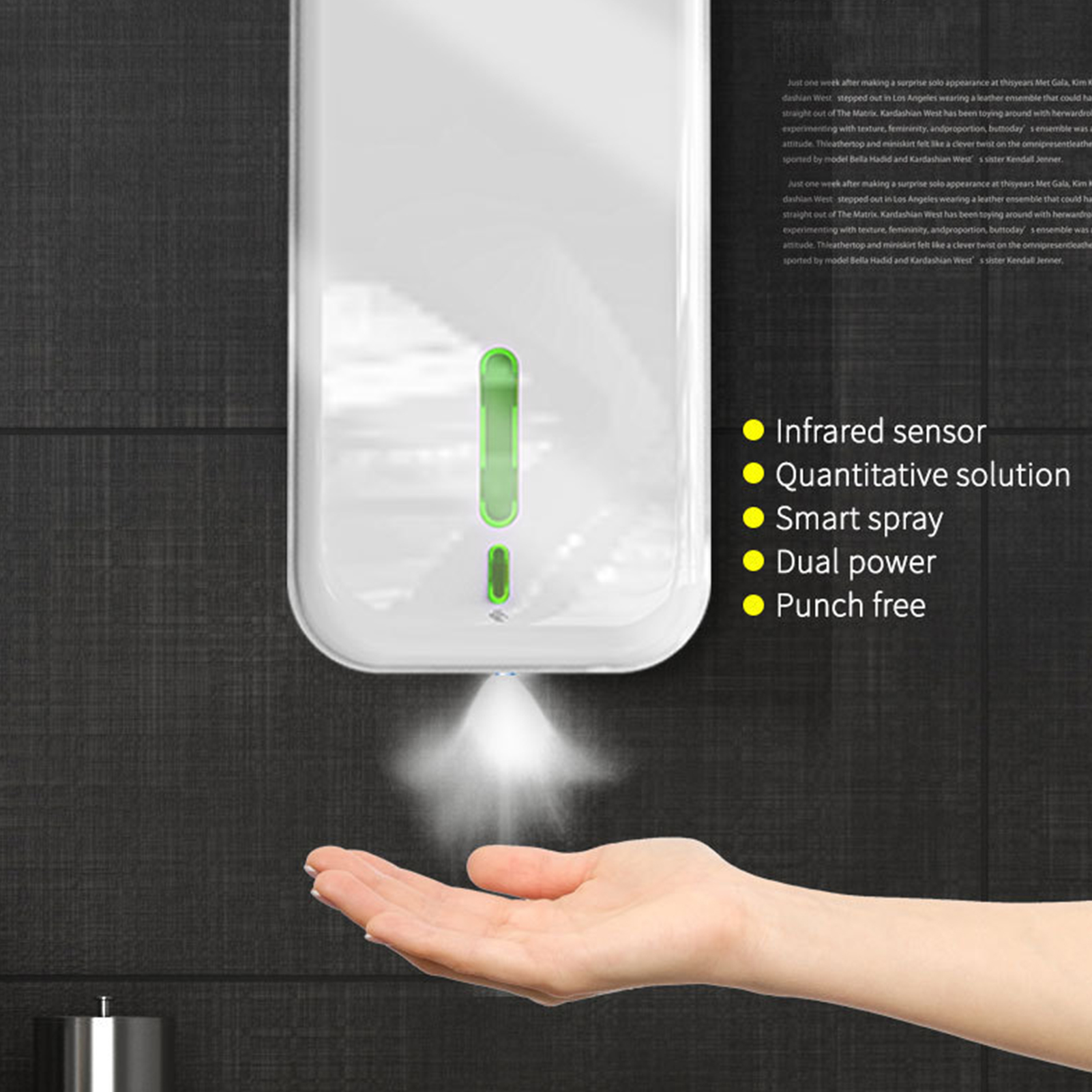 Máy xịt xà phòng tự động 1500mL cảm ứng với cảm biến IR