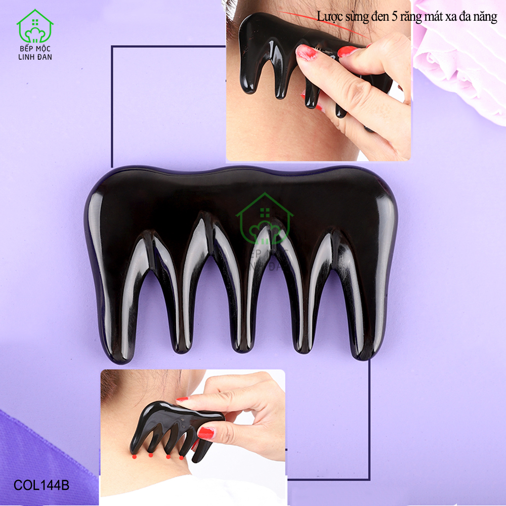 Lược Sừng Đen Răng Thưa Massage Đa Năng Giảm Căng Thẳng