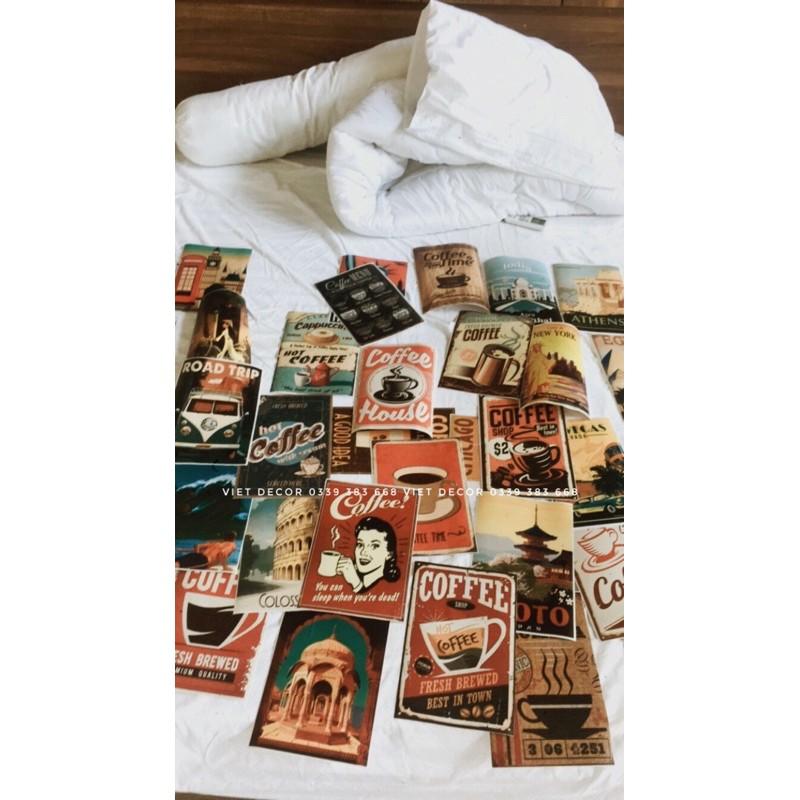 Decal Decor Vintage - Set 20 tấm Decal Coffee - Poster Trang trí Tường, Nội thất