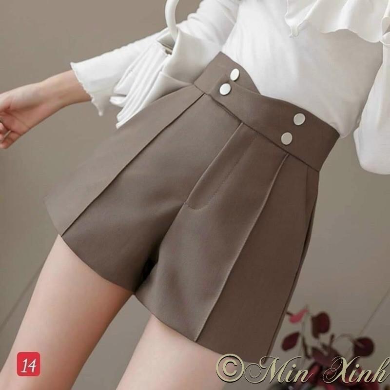 Quần short lưng cao 4 cúc cạp chéo
