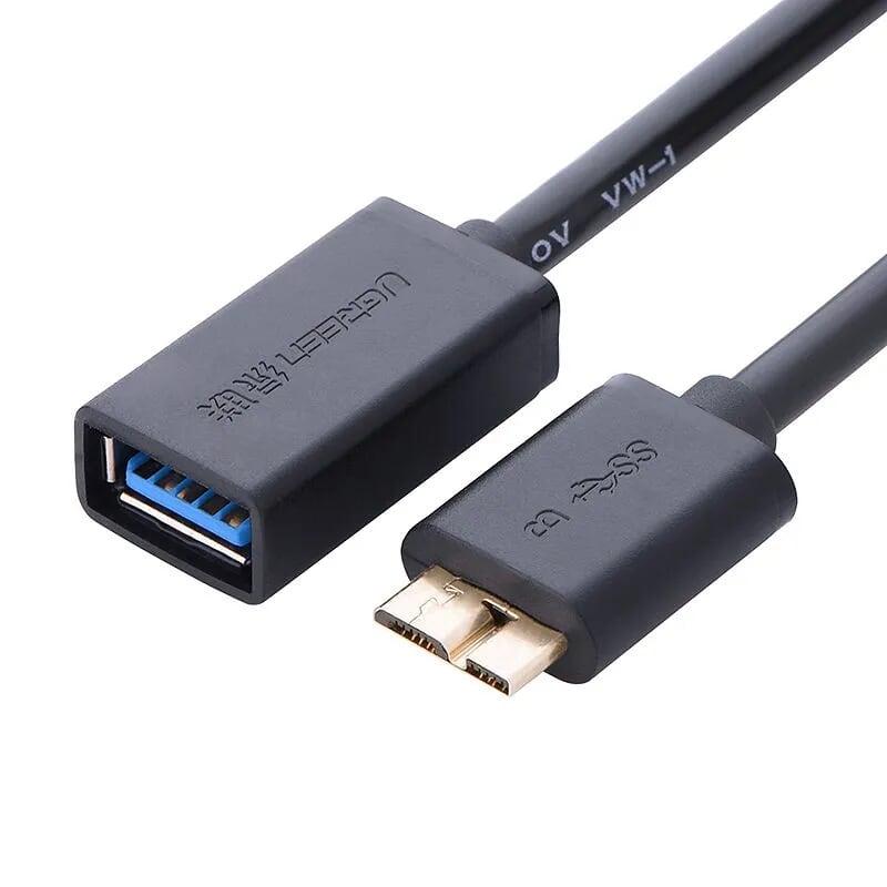 Ugreen UG10816US127TK 20CM màu Đen Cáp MICRO USB 3.0 OTG sang USB 3.0 đầu mạ vàng - HÀNG CHÍNH HÃNG