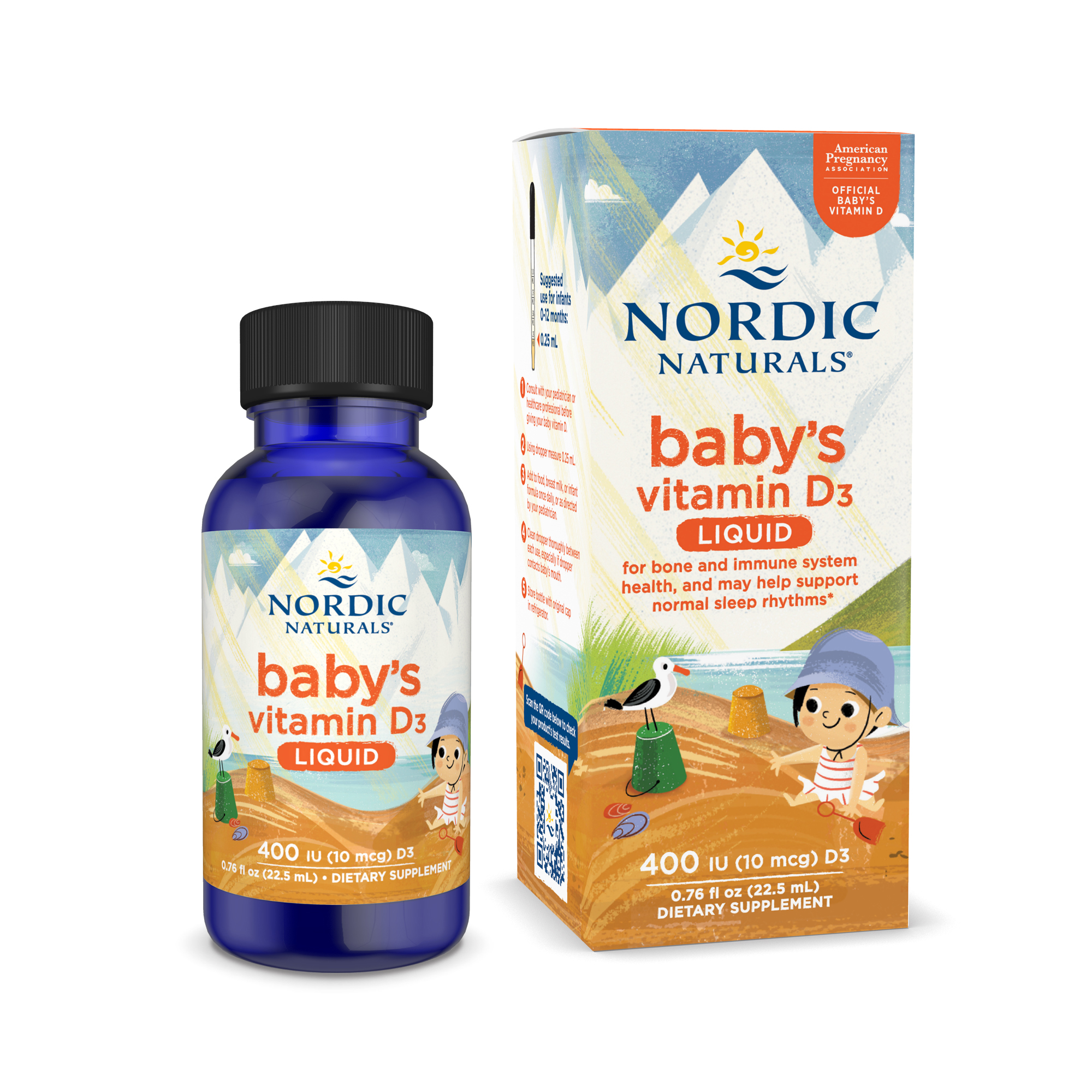 Syro Baby Vitamin D3 Nordic Naturals, Vitamin D3 tự nhiên cho bé, 400IU, lọ 22.5ml - Hàng Chính Hãng