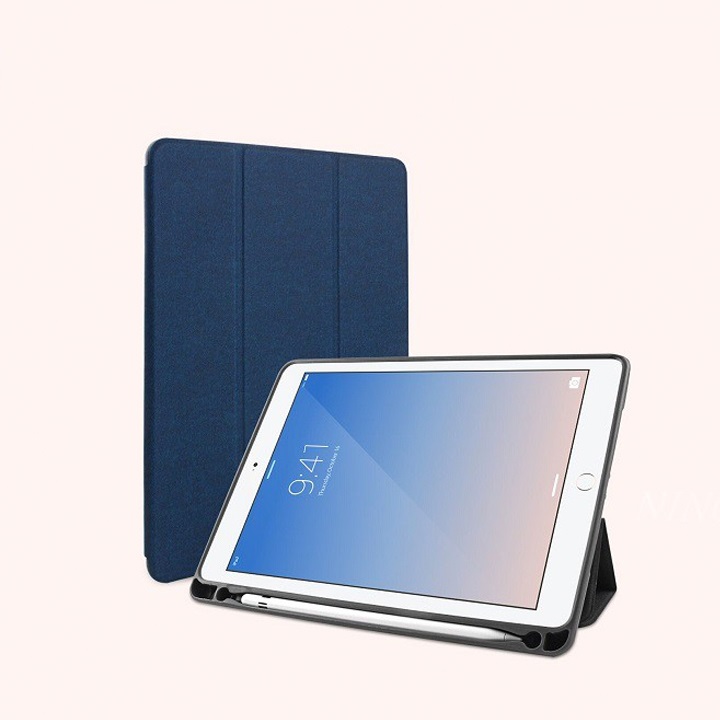 Bao da Ipad 10.2 hiệu Mutural _ Màu xanh_ Hàng nhập khẩu
