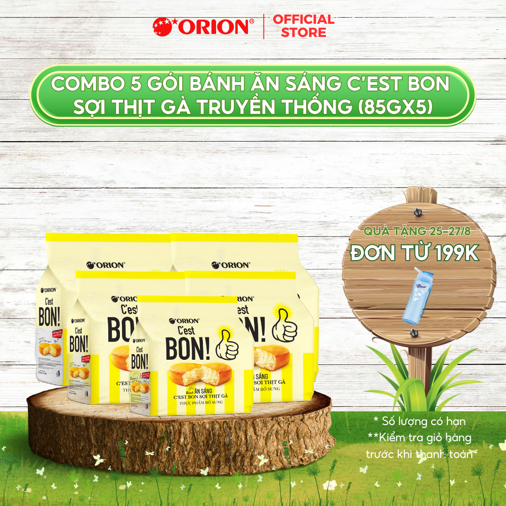 Combo 5 gói bánh ăn sáng C'EST BON sợi thịt gà TRUYỀN THỐNG