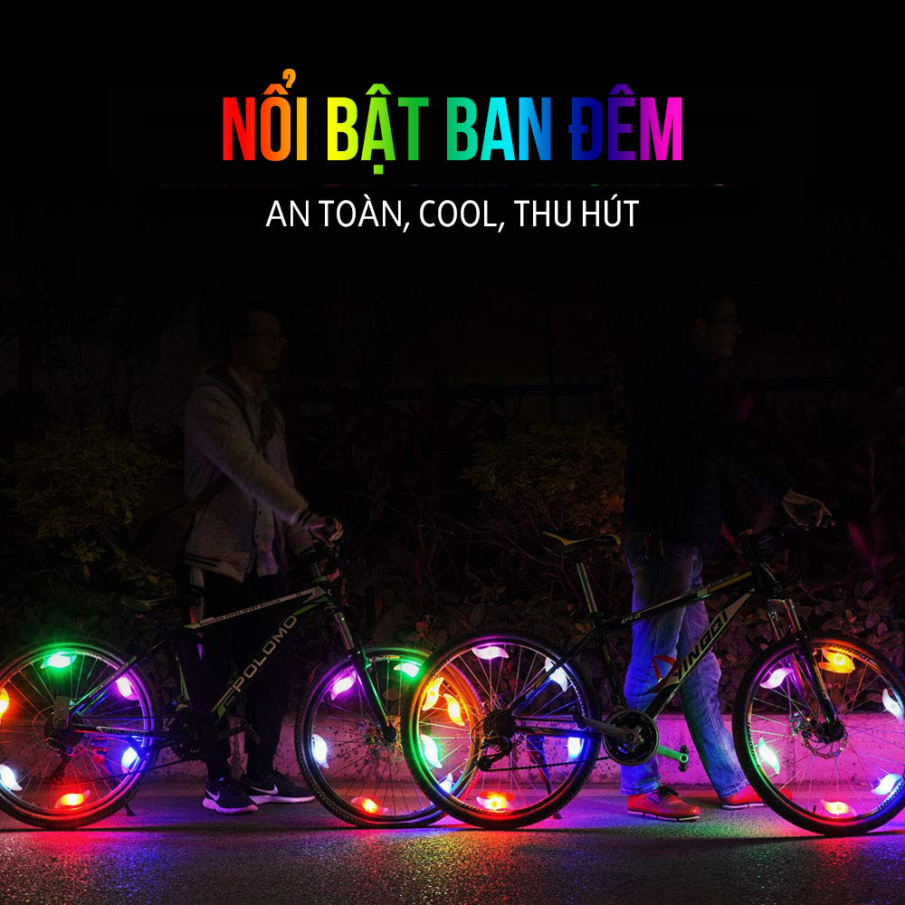 Đèn led gắn căm xe đạp nhiều màu rực rỡ (sẵn pin) - Chống nước - Đèn gắn nan xe đạp size lớn