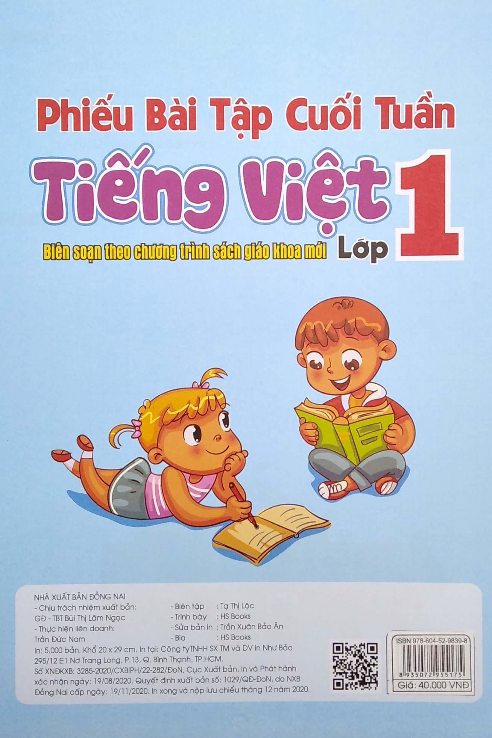 Phiếu Bài Tập Cuối Tuần - Tiếng Việt Lớp 1 (Biên Soạn Theo Chương Trình Sách Giáo Khoa Mới)