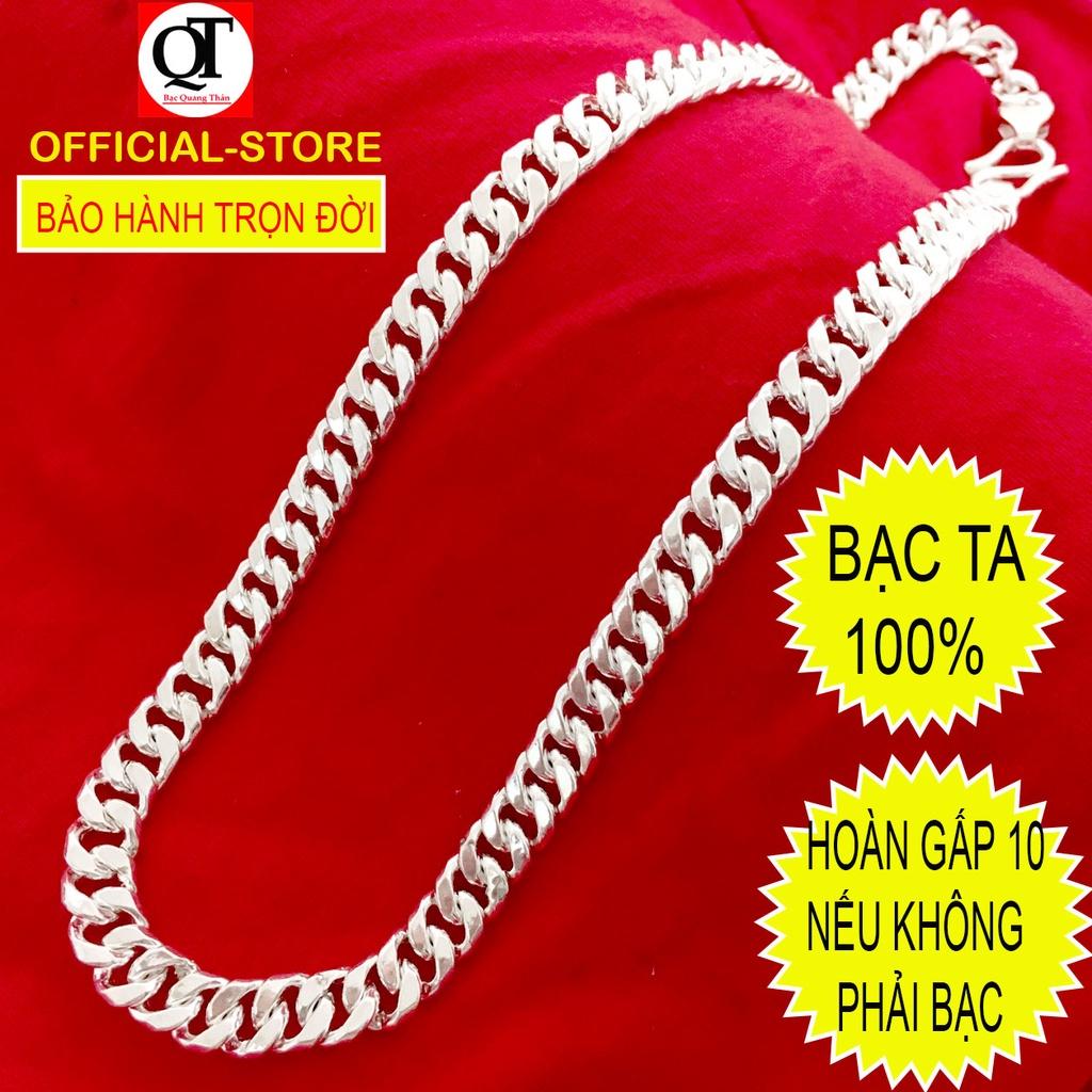 Dây chuyền bạc nam Bạc Quang Thản thiết kế kiểu dây dẹp bản độ dài 50cm, trọng lượng có nhiều lựa chọn chất liệu bạc ta