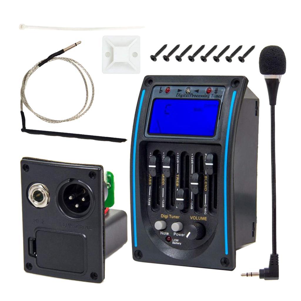 -band Acoustic Guitar Pickup Preamp w/ LCD Screen & Microphone