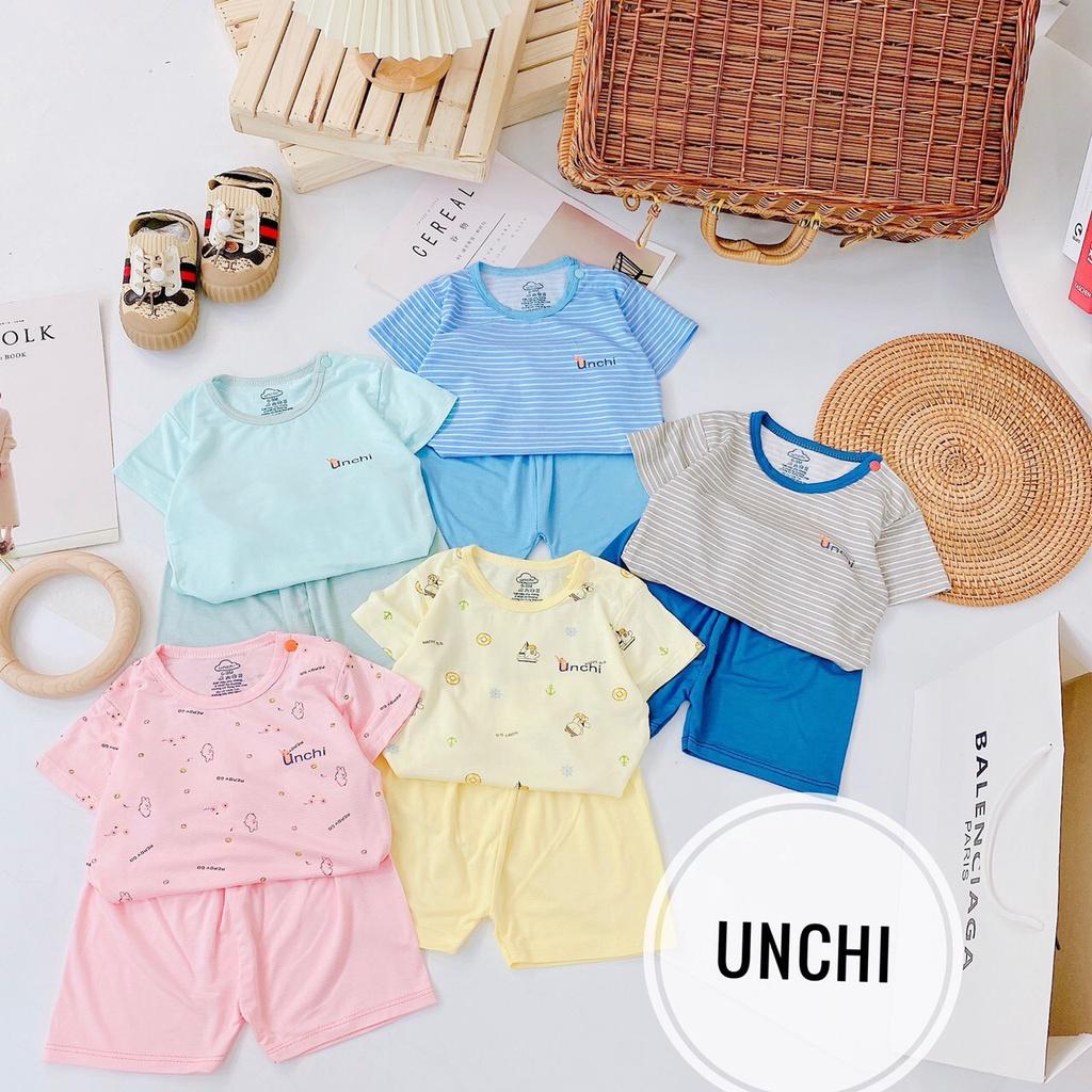 Bộ quần áo cộc tay cài cúc vai chất gỗ sồi UNCHI cao cấp cho bé JANKIDSStore - SHOP MẸ VÀ BÉ