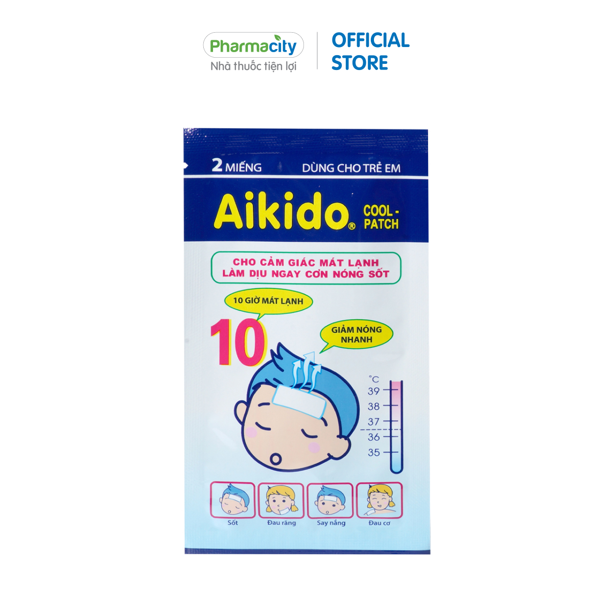 Miếng dán chườm lạnh, hỗ trợ giảm đau, hạ sốt nhanh Aikido Gel Cool Patch