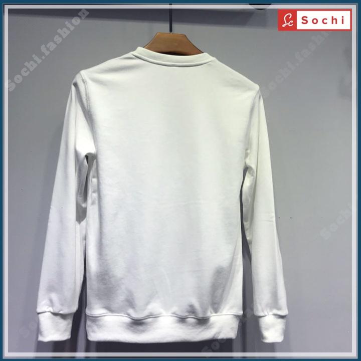 Áo nỉ nam dài tay, áo sweater unisex cổ tròn nỉ mềm mịn bó sát in COMAIN mã SW6.15