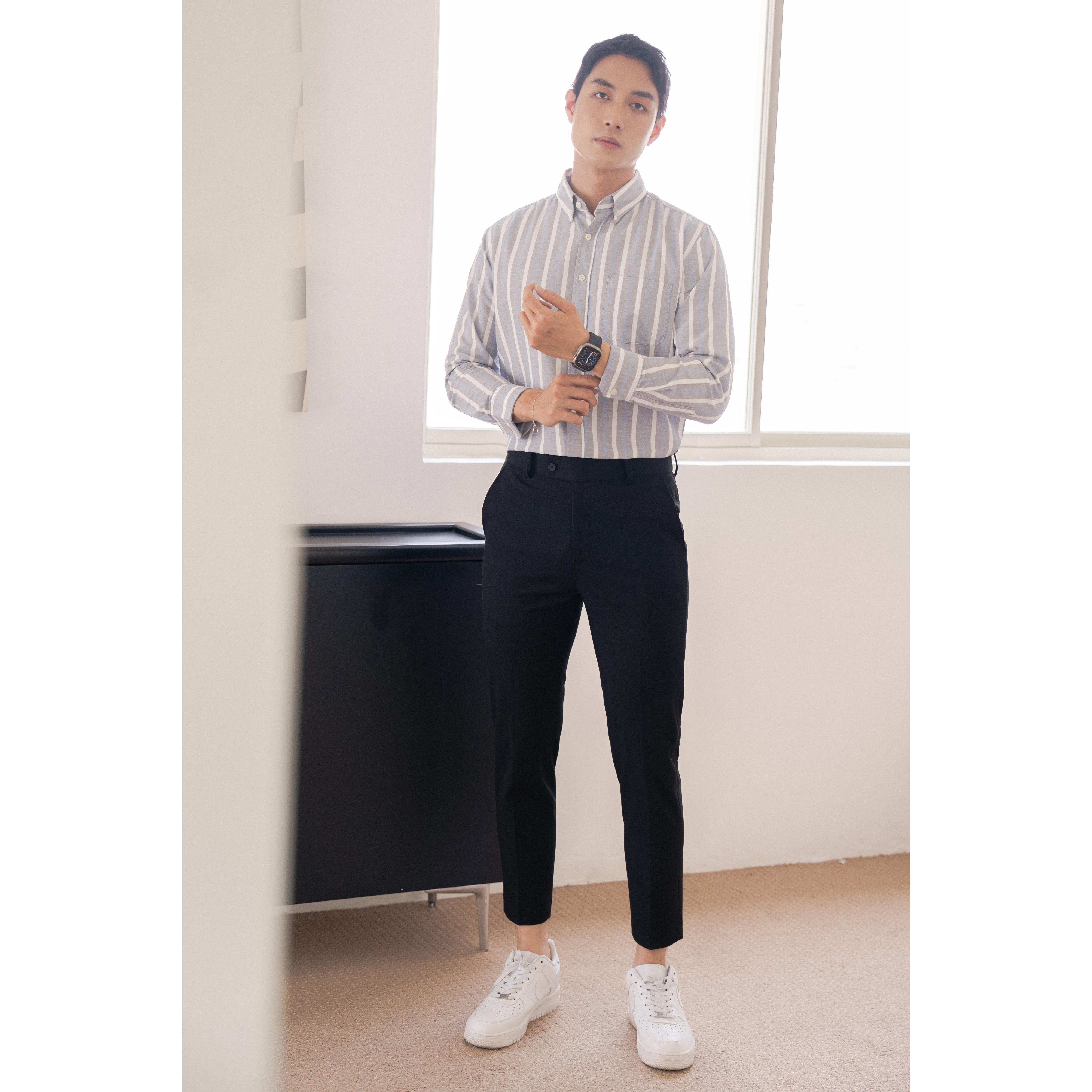 Quần Tây Dài Nam Màu Đen BY COTTON Trouser Basic Black 02