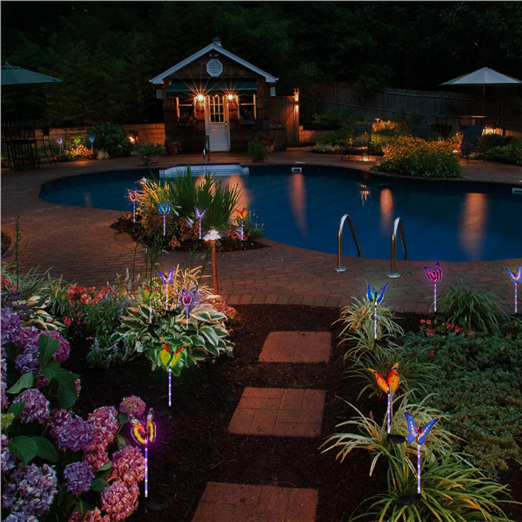 LED Solar Powered Butterfly Lights Outdoor Garden Yard Lamp Decor