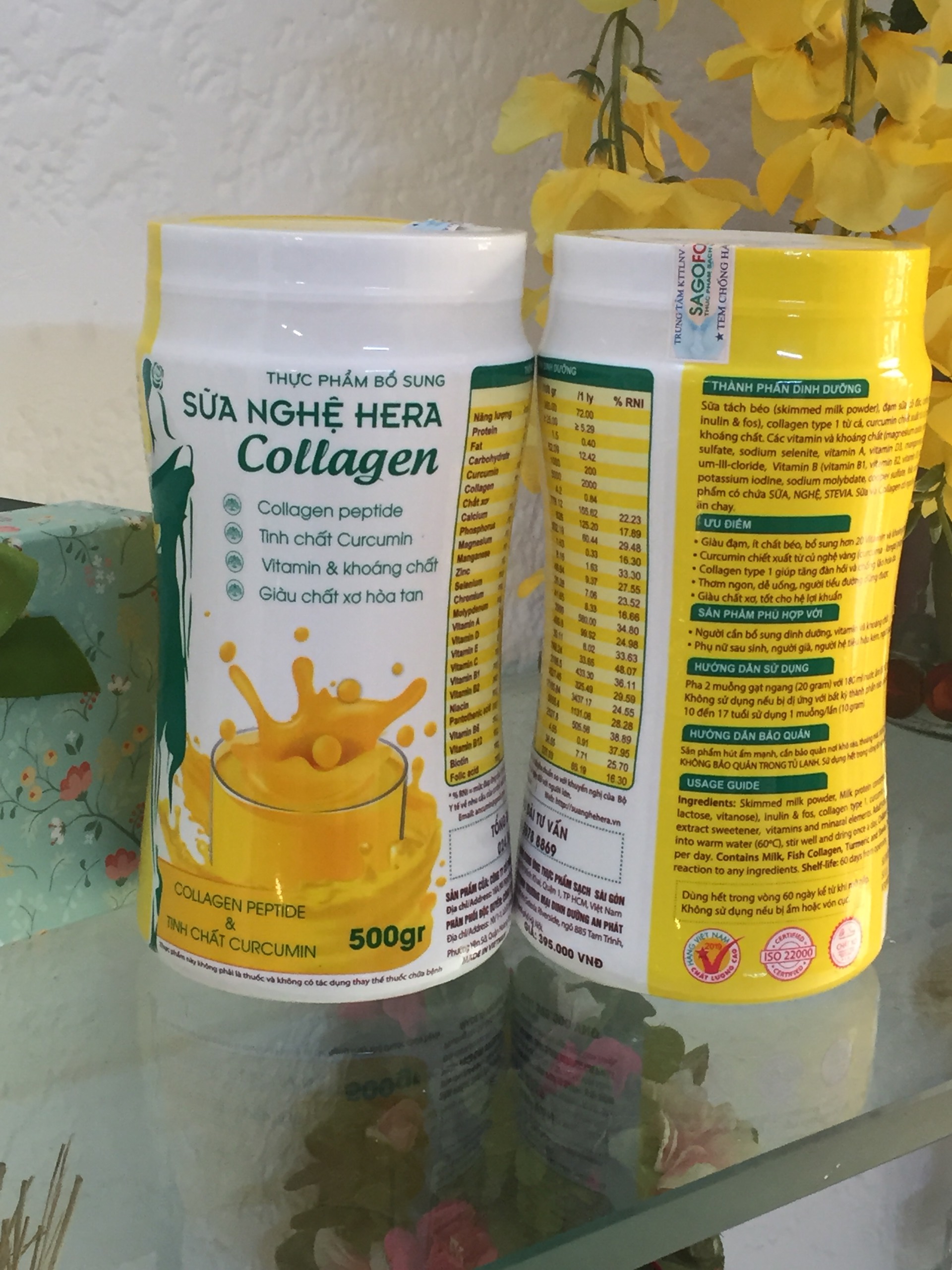 Combo 2 hộp Sữa nghệ hera collagen 500gr/hộp