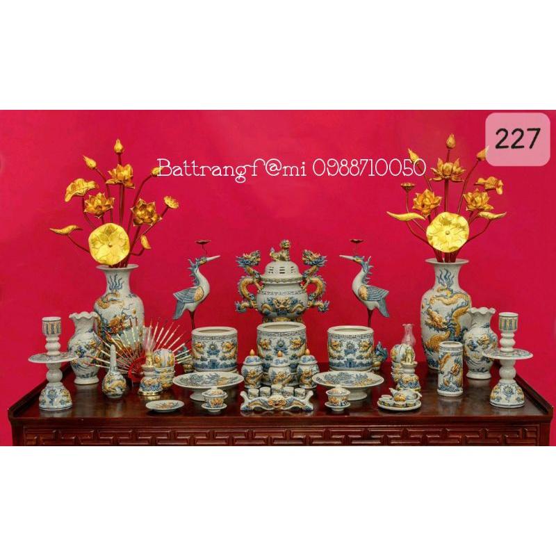 Bộ đồ thờ men rạn cổ Bát Tràng,cho ban thờ dài 127cm,197cm,227cm