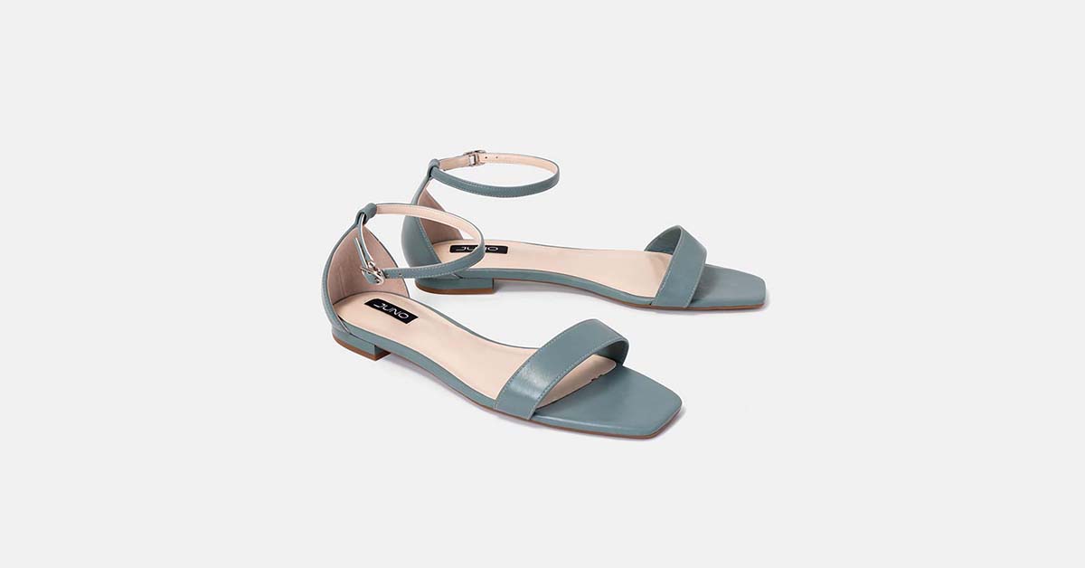 Giày Sandal 3cm Thời Trang JUNO Bệt Mũi Vuông Quai Ngang SD03054