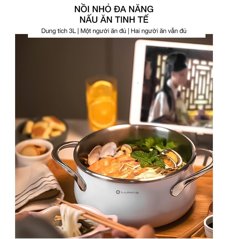 Nồi áp suất cơ Inox 304 Hàn Quốc dung tích 3L LPC-068 kèm khay hấp, đáy từ - 120kPa- Hàng chính hãng