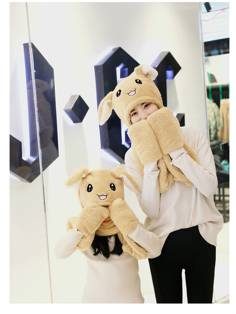 Mũ thỏ tai trắng giật giật siêu vui nhộn vải nhung Cotton cho các bé trai và bé gái