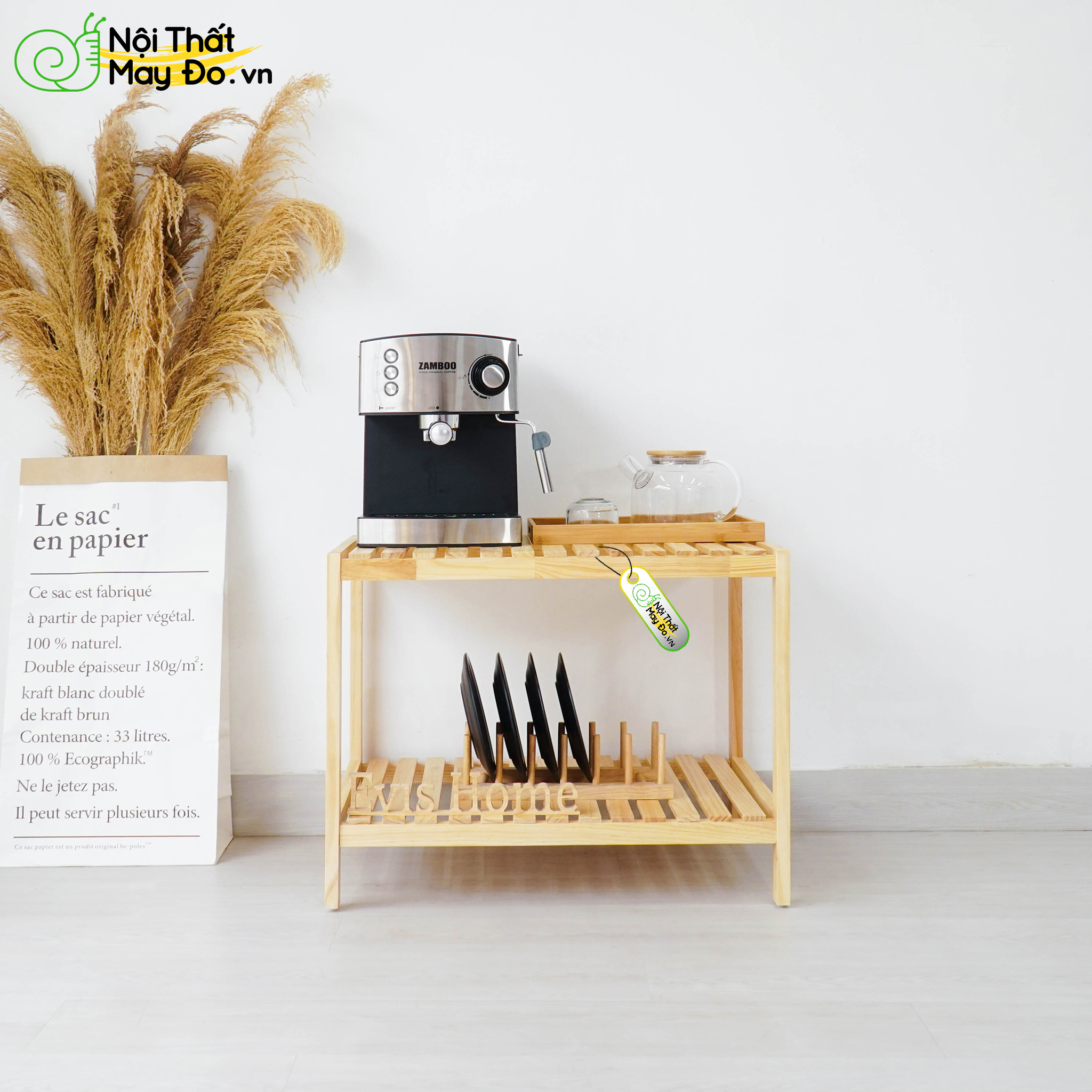 Kệ Lò Vi Sóng OVEN RACK - Thiết Kế 2 Tầng - Chất Liệu Gỗ Thông - Dễ Dàng Lắp Ráp - Có 2 màu lựa chọn