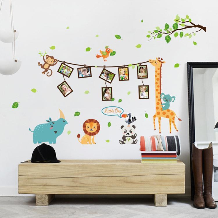 Decal dán tường khung ảnh động vật hươu cao cổ