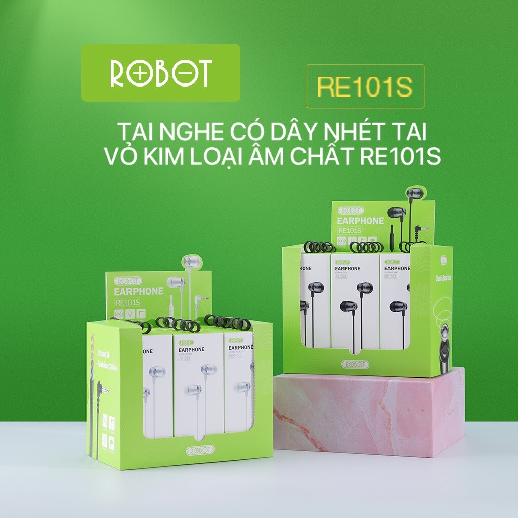 Tai Nghe Có Dây ROBOT RE101S Nghe Nhạc Đàm Thoại Cổng Kết Nối 3.5mm - Dây Chống Rối - Hàng Chính Hãng