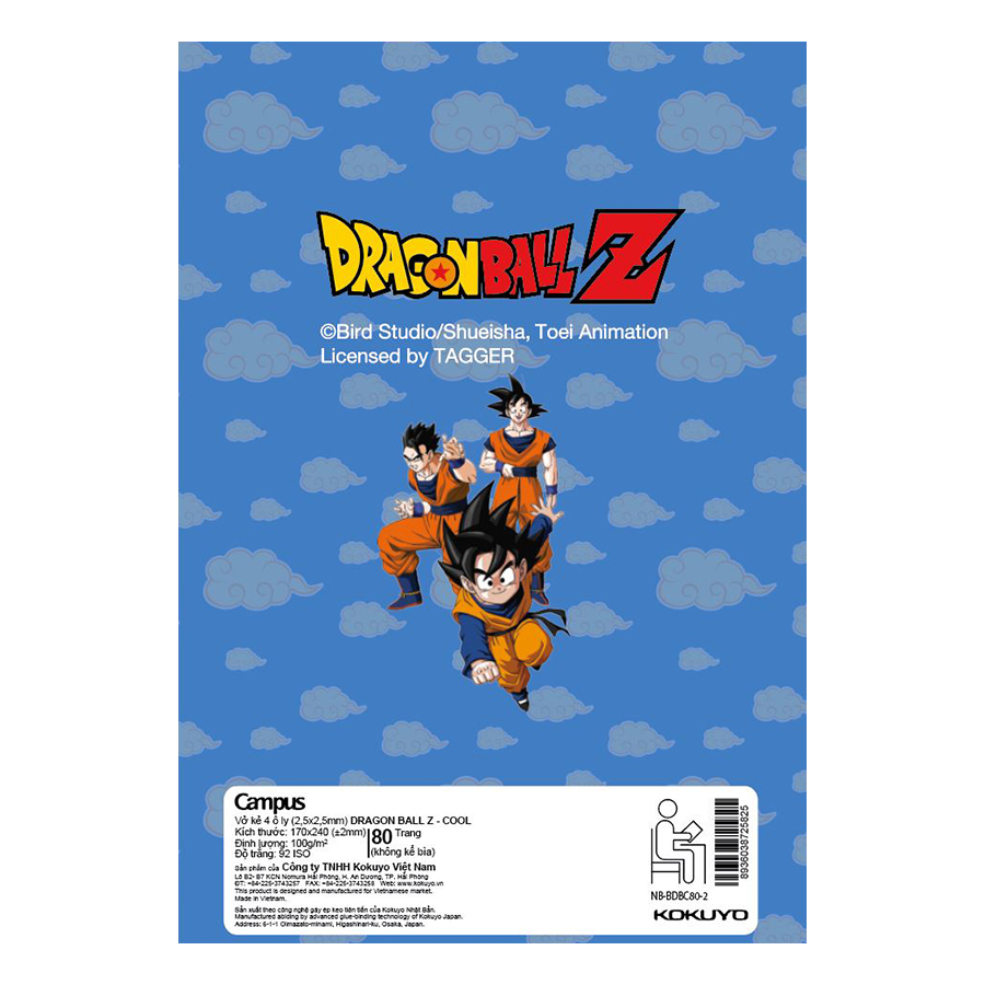 Lốc 10 Cuốn Vở 4 Ô Ly (2,5X2,5Mm) Campus Dragon Ball Z - Cool NB-BDBC80 - ĐL 100 (80 Trang) - Giao Mẫu Ngẫu Nhiên