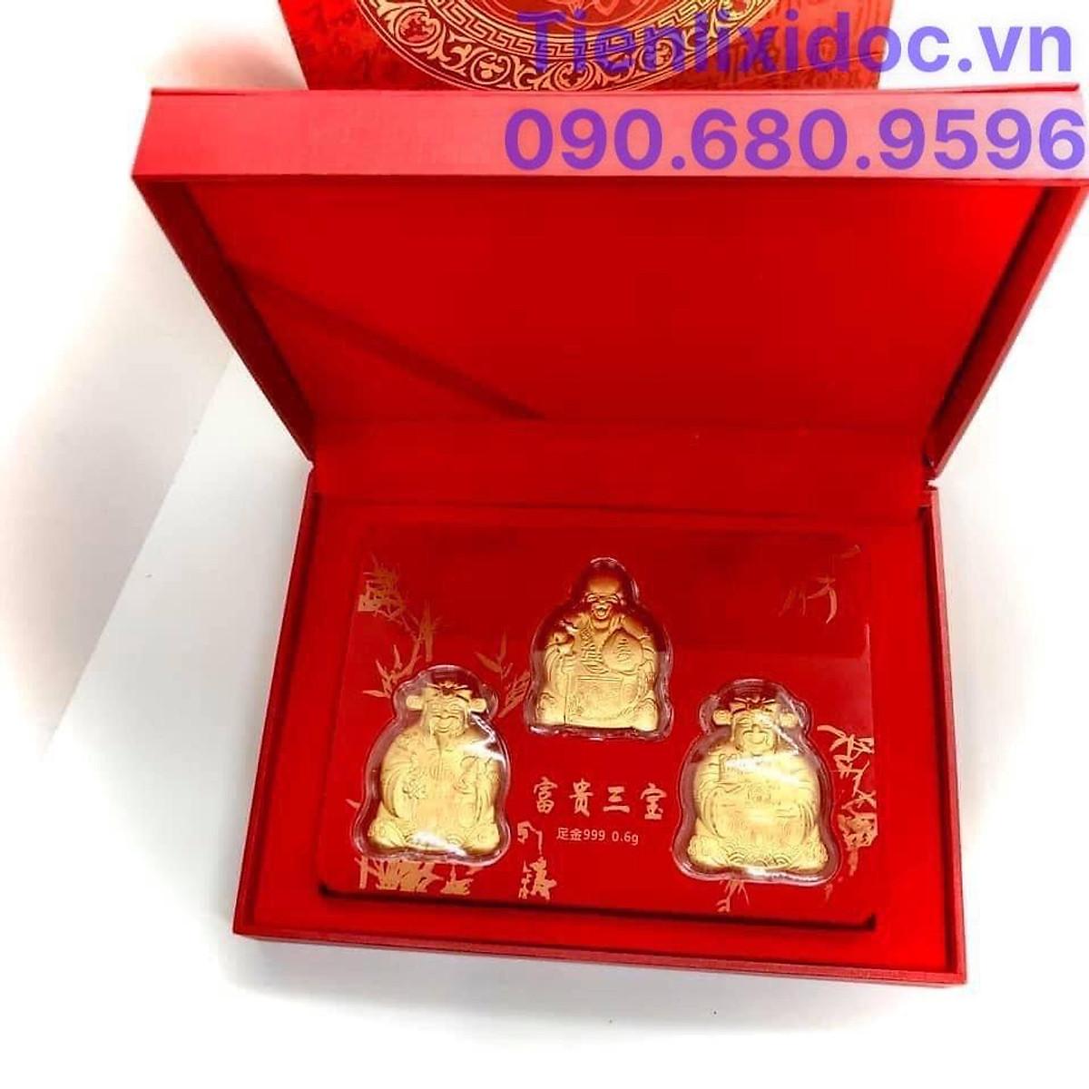 Bộ Qùa Tết Bộ Tam Đa PHÚC LỘC THỌ Mạ Vàng