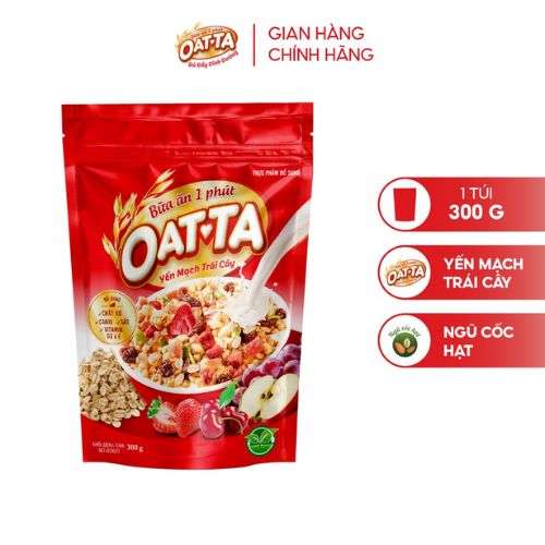Ngũ cốc Yến mạch trái cây Oatta nguyên chất tốt cho người ăn kiêng túi 300gam