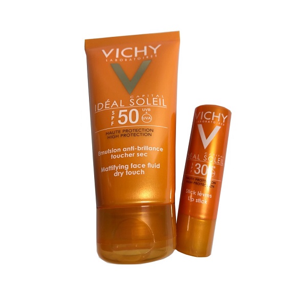 Bộ Kem Chống Nắng Vichy Ideal Soleil Spf50 (50ml) Và Son Dưỡng Môi Vichy Ideal Soleil SPF 30+ Lip Stick