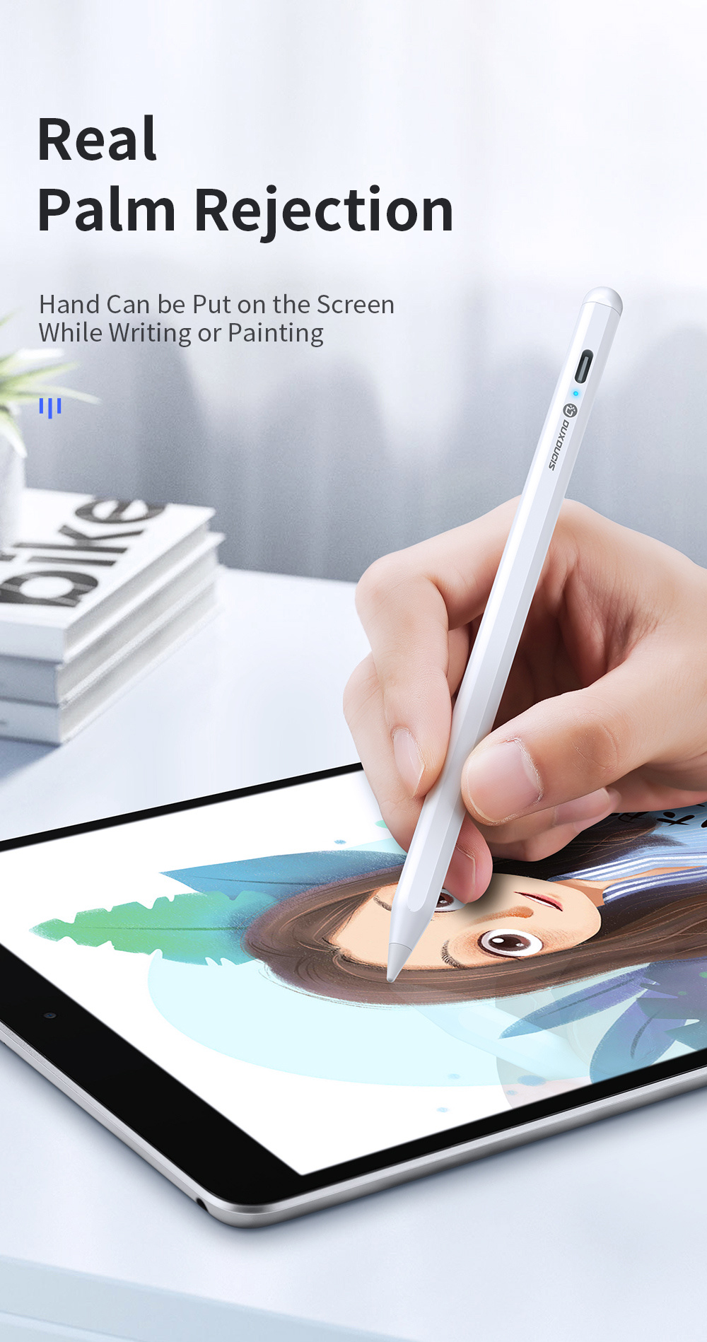 Bút cảm ứng Dux Dicis Palm Rejection Stylus Pen Dành Cho iPad Pro/Ipad Air/Ipad Mini/Ipad Gen 6,7,8,9,10 - Hàng Chính Hãng