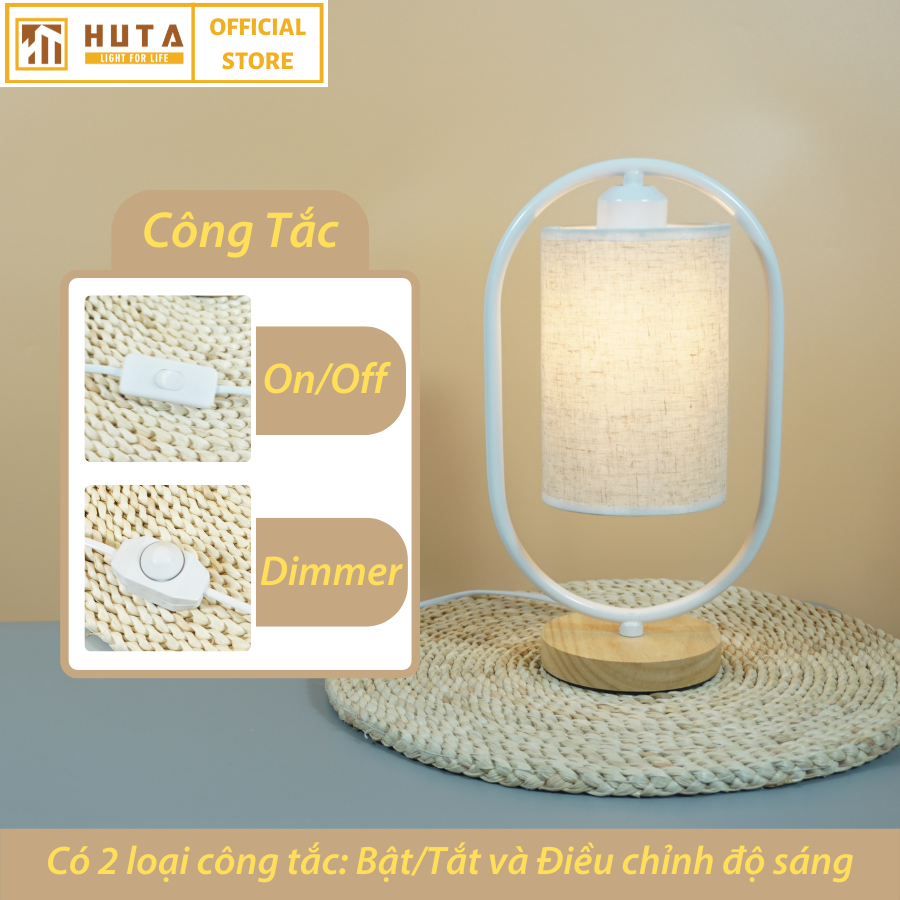 Đèn Ngủ Gỗ HUTA Light For Life G6 Chao Tròn Vingtage Kiểu Dáng Mới Lạ, Decor Trang Trí Phòng Ngủ,Tăng giảm Độ Sáng, Bóng Led Sáng Vàng Tiết Kiệm Điện