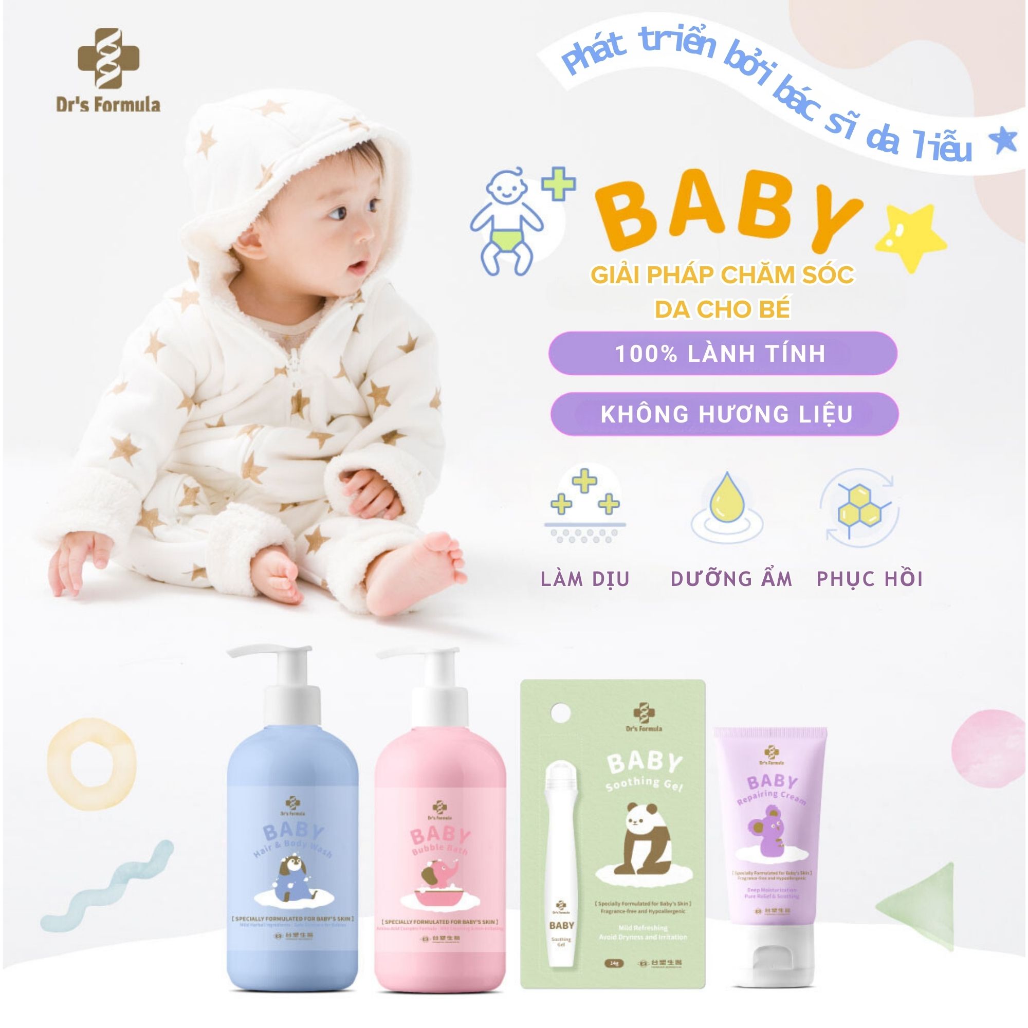 Sữa Tắm Gội Cho Bé Dr's Formula Baby Hair &amp; Body Wash 550g