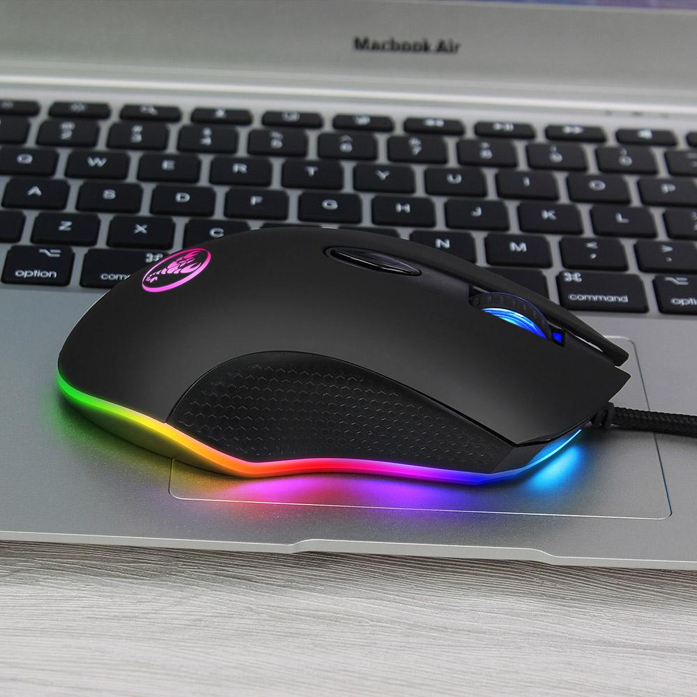 HXSJ S500 Gaming Mouse USB Wired Mechanical Mouse Max. 4800DPI Programming 6 Buttons Breathing LED Mouse Gamer for PC