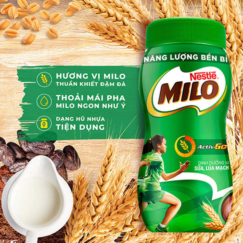 Sữa lúa mạch Nestlé MILO Nguyên chất 400g (hũ nhựa) - Giao mẫu ngẫu nhiên