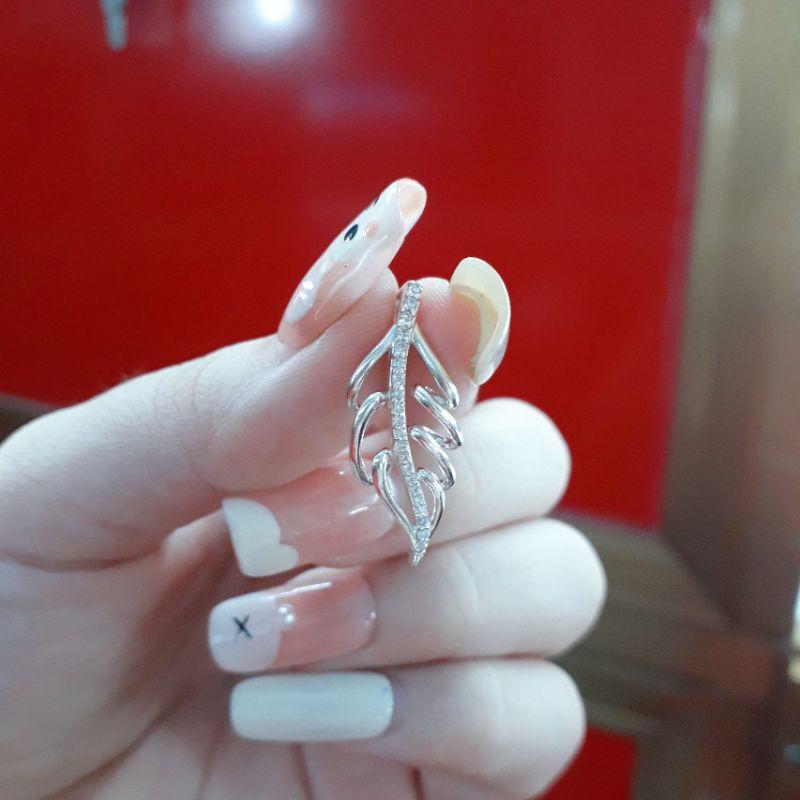 Mặt Dây Chuyền Bạc chiếc lá đính đá YN JEWELRY