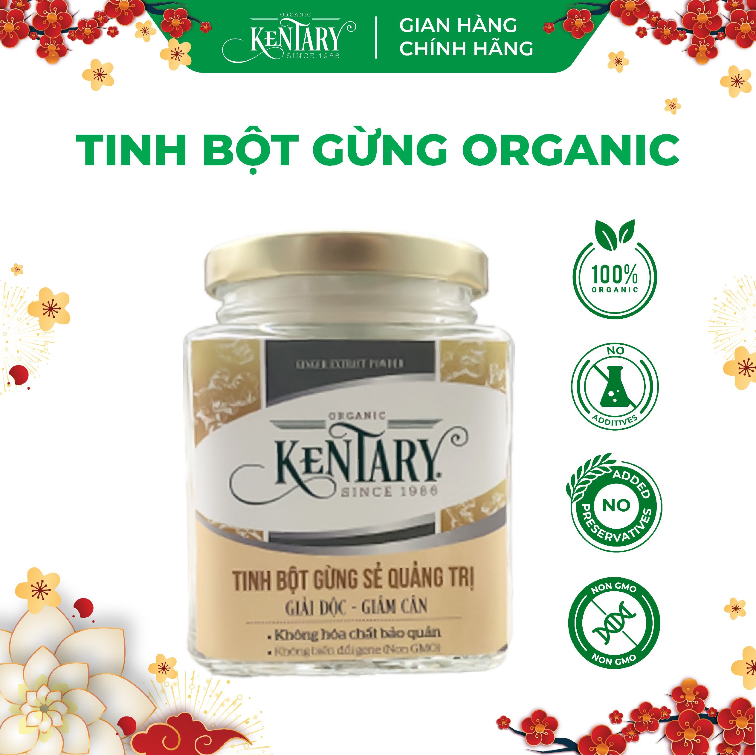 Tinh Bột Gừng Sẻ Nguyên Chất Thuần Khiết Từ Thiên Nhiên Kentary - 100gram