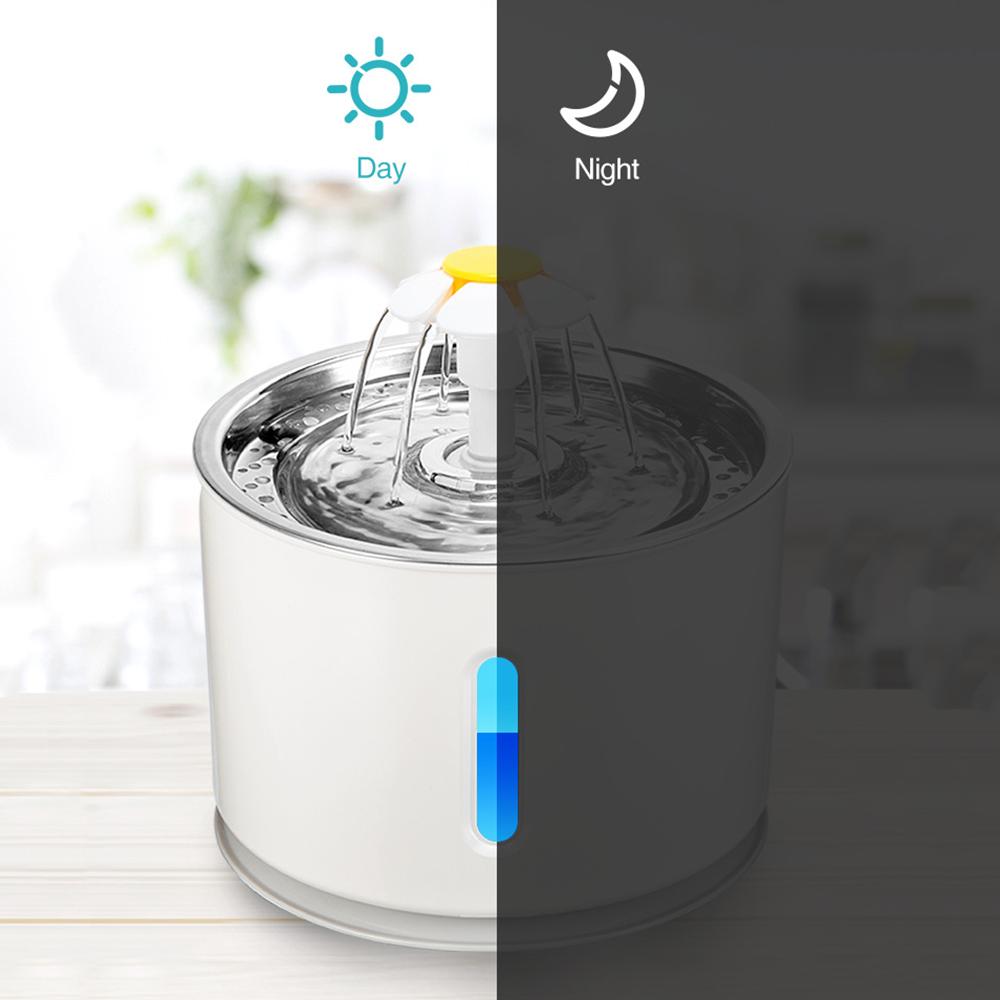 Smart Automatic Cat Dog Water Fountain 2.4L Capacity Stainless Steel Water Dispenser with Smart Pump Blue LED Light