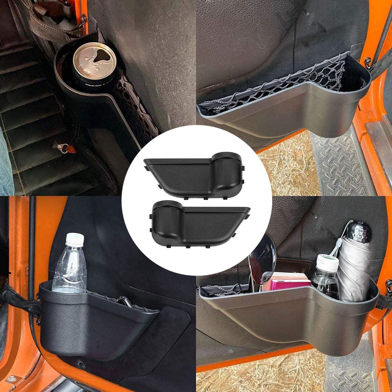 1 Pair ABS Car Automobile Door Storage Organizer Pocket Cup Holder Easy Installation for Jeep Wrangler JL 2018-2020